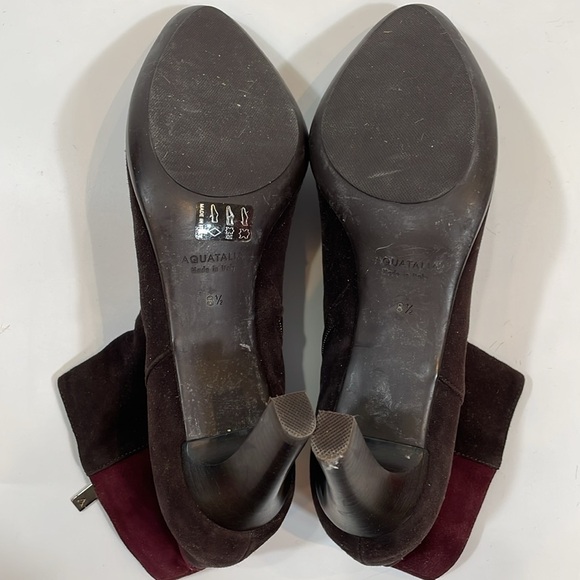 Aquatalia High Heel Boots Booties 8.5 Brown Suede Leather Made In Italy EUC - Picture 9 of 13